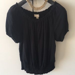 Michael Kors Black Gauze Blouse, On/Off Shoulder